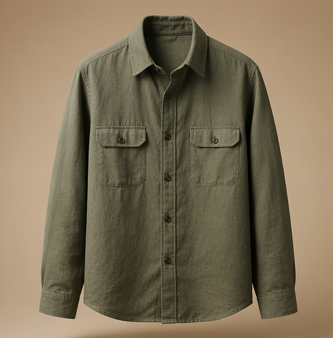 Olive Linen Overshirt