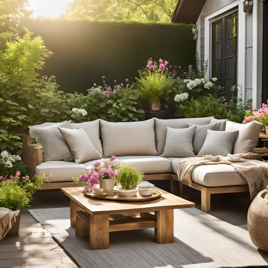 Contemporary Oak Garden Furniture Set