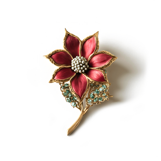 Scarlet Blossom Brooch