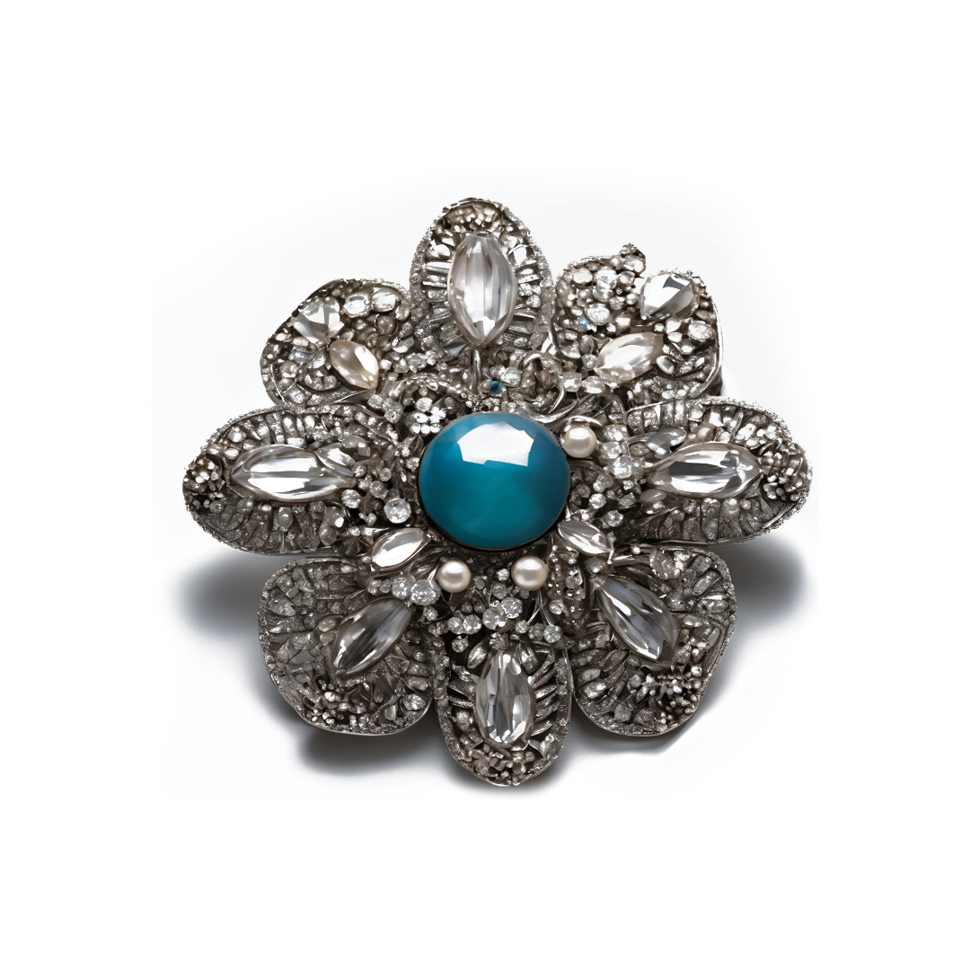 Azure Pearl Blossom Brooch