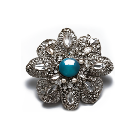 Azure Pearl Blossom Brooch