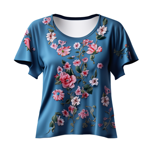 Elegant Floral Scoop Neck tee