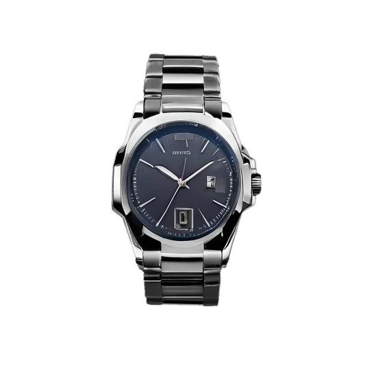 Navy Blue Silver Analog Date Watch
