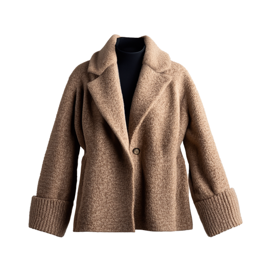 Classic Camel Cropped Wool Coat