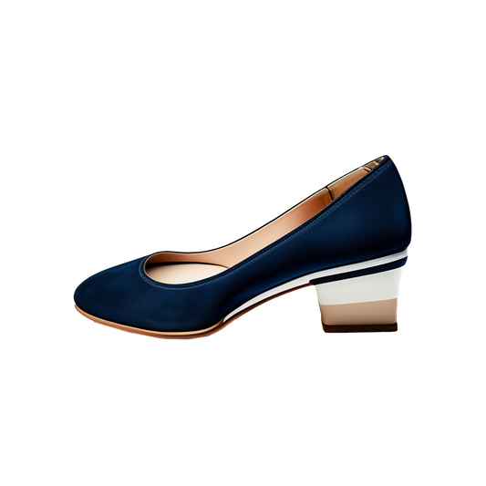 Navy Block Heel Pumps