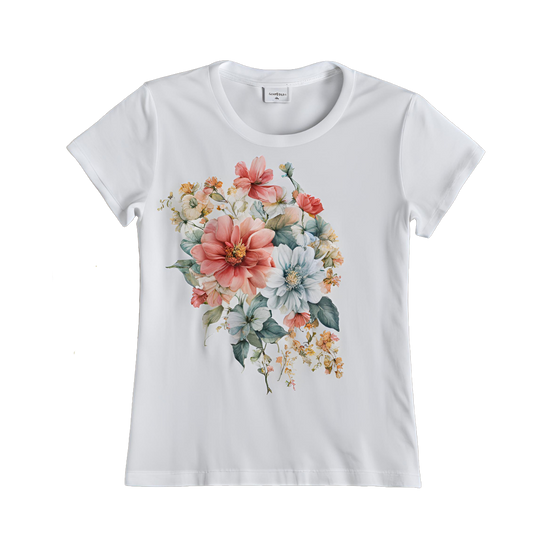 Floral print white-tshirt